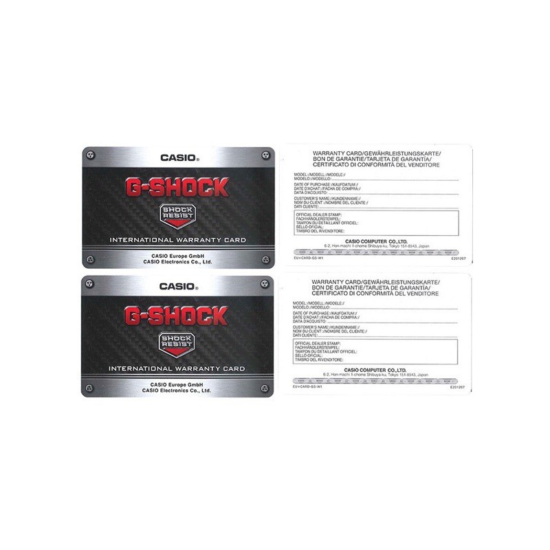 G shock best sale warranty card