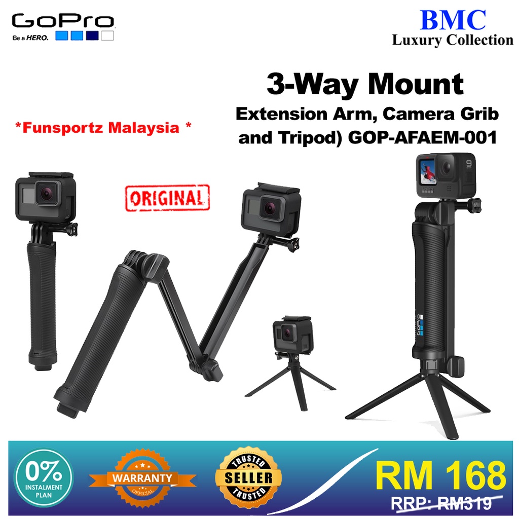 GoPro 3-Way Mount (Extension Arm, Camera Grib and Tripod) GOP-AFAEM-001  FUNSPORT MALAYSIA