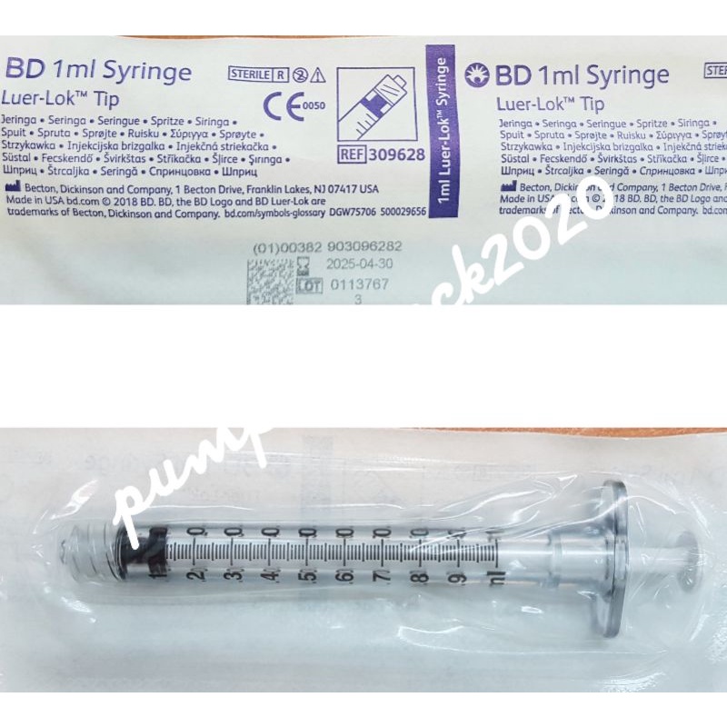 3-piece syringes BD SYRINGE 1ml Luer-Lok Tip (Luer-Lock) 309628 (100 pcs)