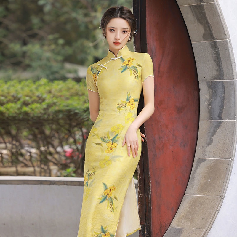 Yellow cheongsam on sale