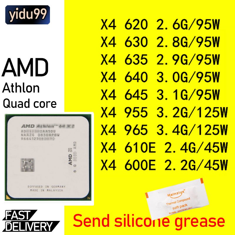 AMD Athlon X4 620 630 635 640 645 955 965 610E CPU 938 pin Socket