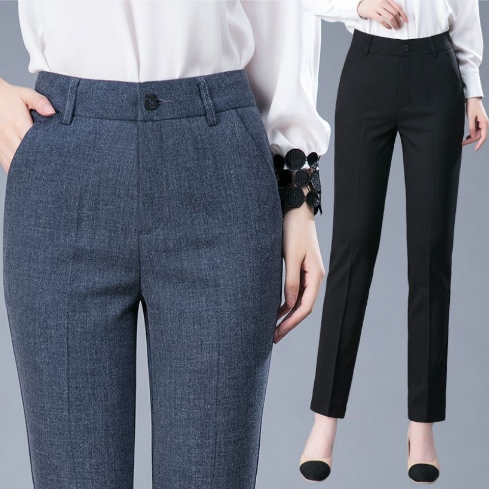 Mrat Full Length Pants Women's Slim Fit Pants Ladies Fashion Casual Solid  Color Elastic Cotton And Linen Trousers Pants Work Pants Female 