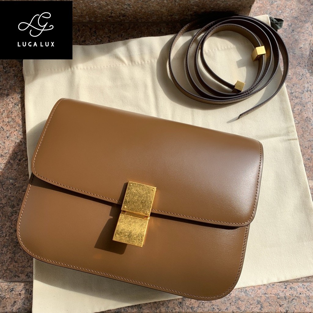 Celine box bag light camel hot sale