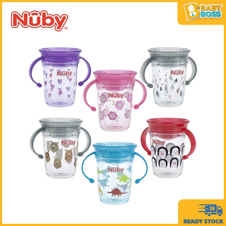 Twin handle 360° wonder cup made with Tritan™ - Grey - 240ml - 6m+ - detail  - Nuby™