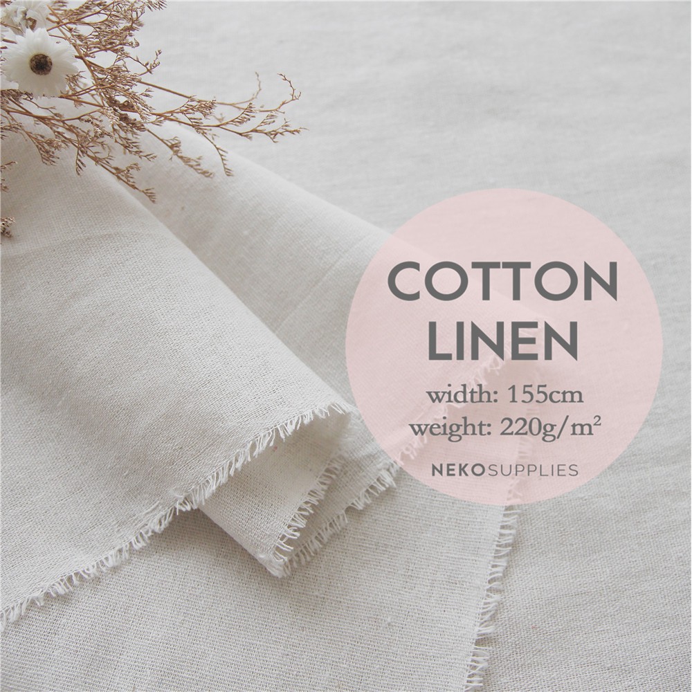 cotton linen, canvas cotton fabric, natural plain cream white color, table cloth DIY project