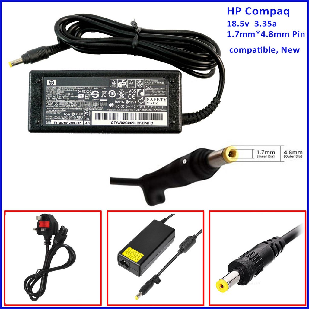 Cargador HP para LAPTOP 18.5v, 3.35a, 65W