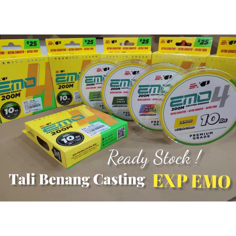Doris5519 Tali Benang Casting EXP EMO 4X 200M Casting Braided Fishing Line  10lb/15lb/20lb/25lb/30lb/40lb/50lb/60lb