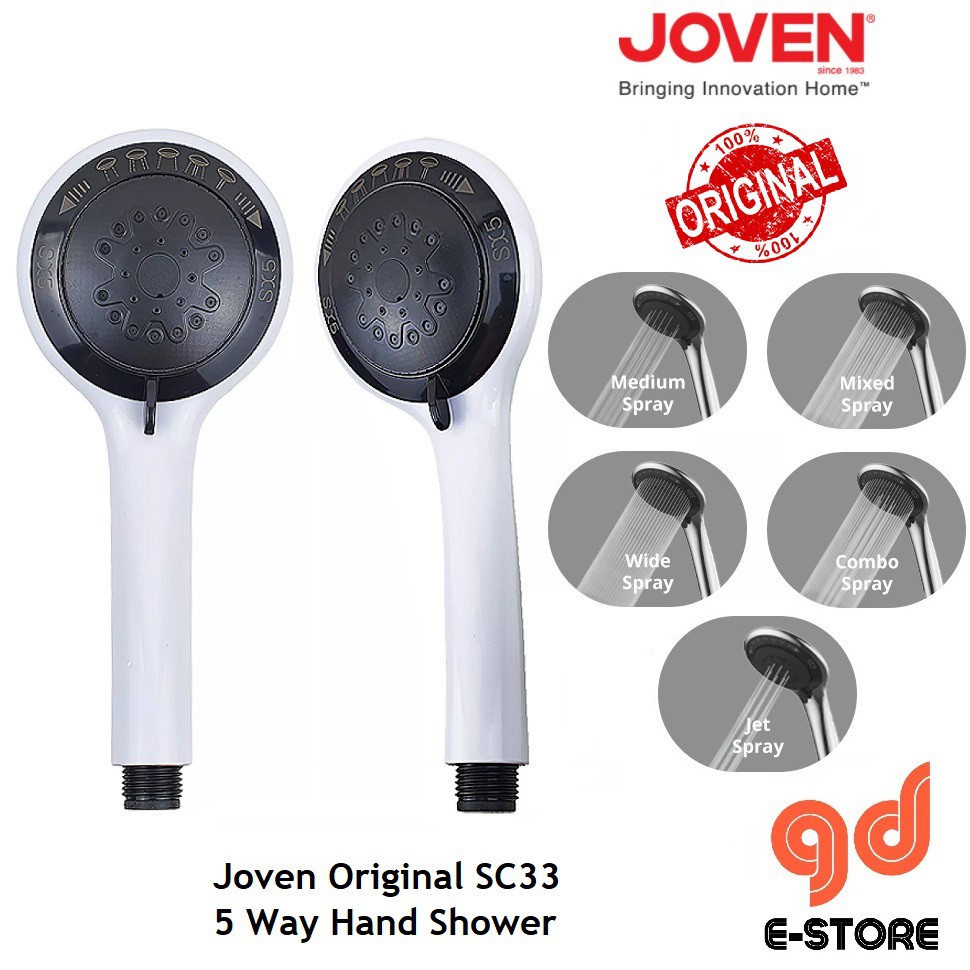 NEW ORIGINAL JOVEN SHOWER HEAD White / Chrome SX5 SERIES Shower Hose Silver  1.5M | Shopee Malaysia