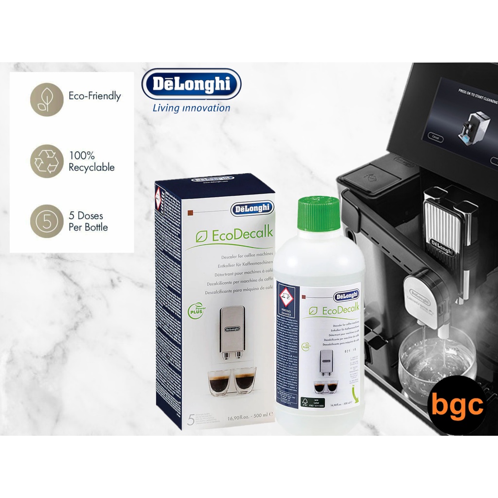 DeLonghi EcoDecalk Mini DLSC500 Descaler 500ml Easy Cleaning Set Perfect  Descaling Lotion for Coffee Machines DLSC202