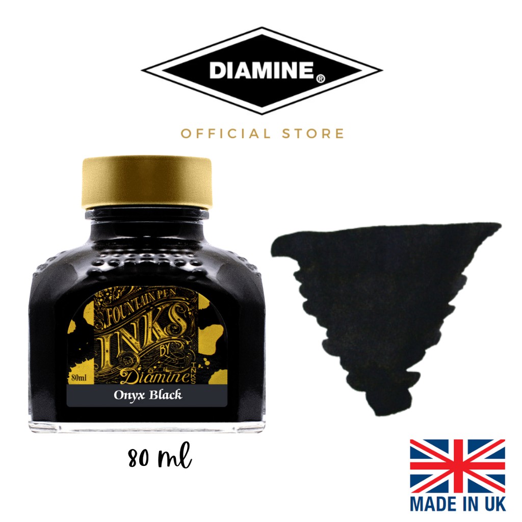 Diamine 80 ml Bottle Fountain Pen Ink, Onyx Black