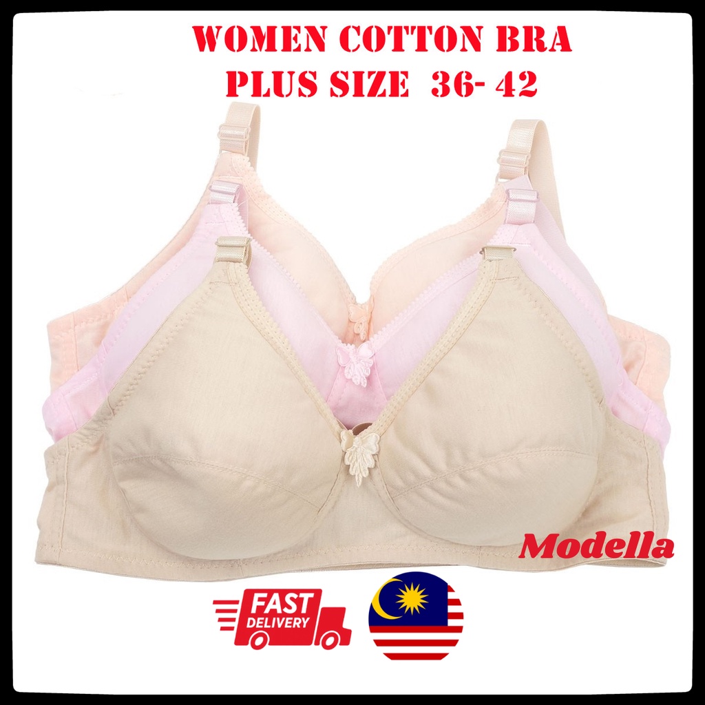 36-42 Plus Size Bra Non Wired Full Cup Bra Baju Dalam Wanita Saiz