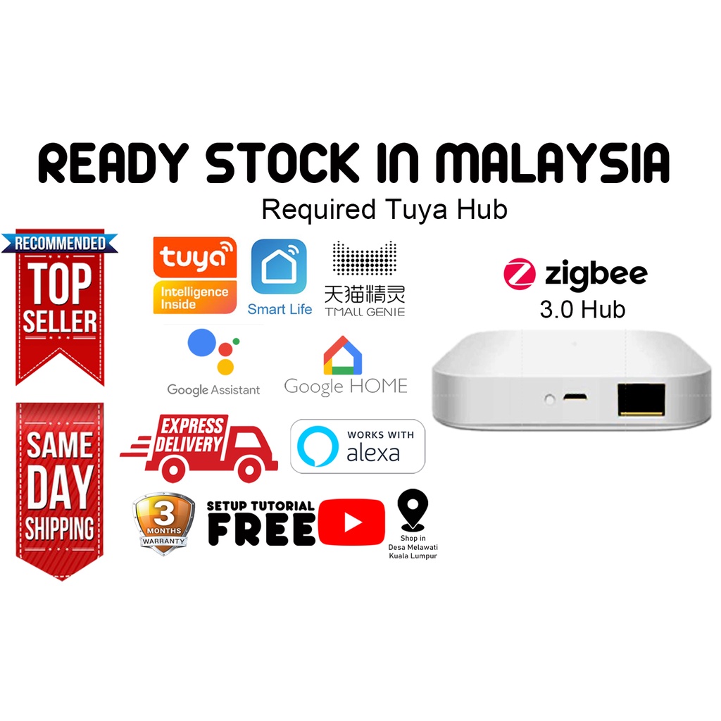 Tuya Smart Life ZigBee 3.0 Smart Hub, Wireless/Wired Gateway Bridge Works  with Alexa Google Home Assistant