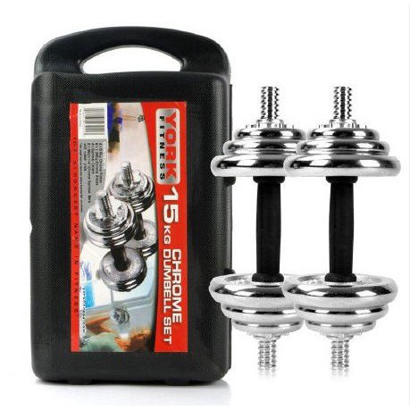 York 15kg chrome dumbbell set new arrivals