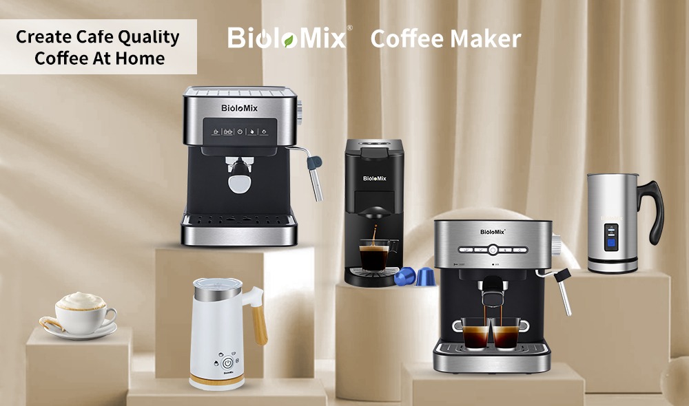 BioloMix NEW Automatic Hot and Cold Milk Frother Warmer for Latte, Foam  Maker for Coffee, Hot Chocolates, Cappuccino