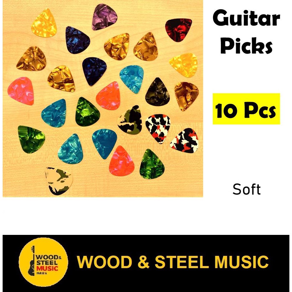 10 Pcs Soft Guitar Picks Set Random Colors Pik Gitar Guitar