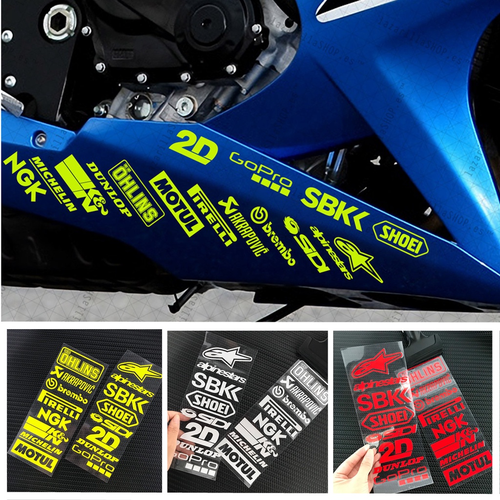 2Pcs Motorcycle Reflective Stickers MOTOGP SBK 2D Sponsor Series Stickers  Full Set of Modified Bike Sticker
