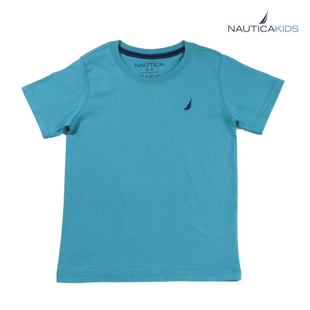 Buy Nautica kids boy crew neck long sleeve brand logo t shirt white Online