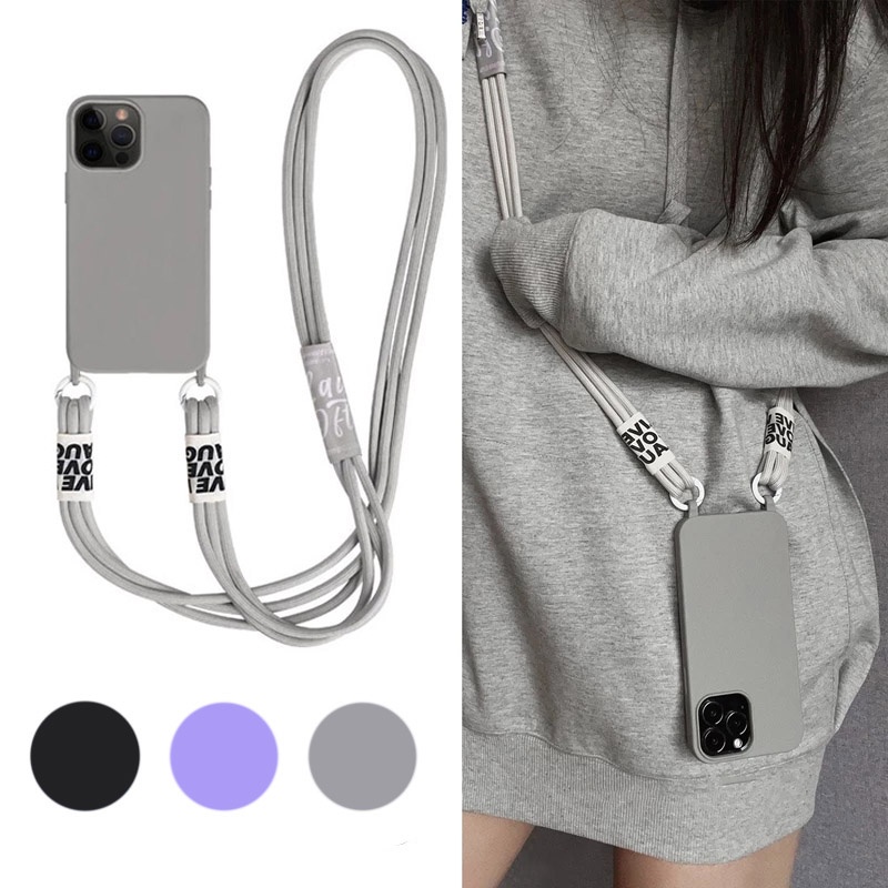 Cheap Crossbody Necklace strap Lanyard Cord Plating TPU phone case for  iphone 13 12 Pro 11 Pro Max X XR XS Max 7 8 plus Soft cover