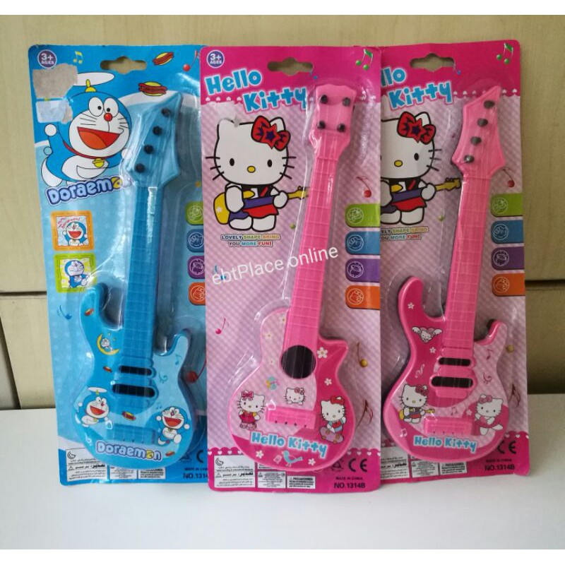 Guitar Toys Plastic Mainan Guitar Doreamon Hello Kitty Design