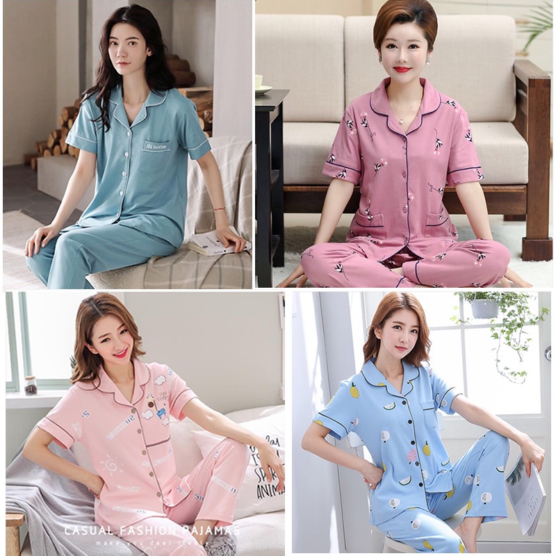 Ladies Pyjamas Set Cotton Pajamas Womens Girls Short Long Sleeve PJ'S  Loungwear