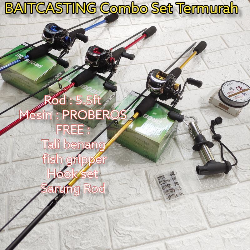 Fishing Rod Set Casting Rod + Baitcasting Fishing Reels - COMBO SET - 2  section Fishing Rod