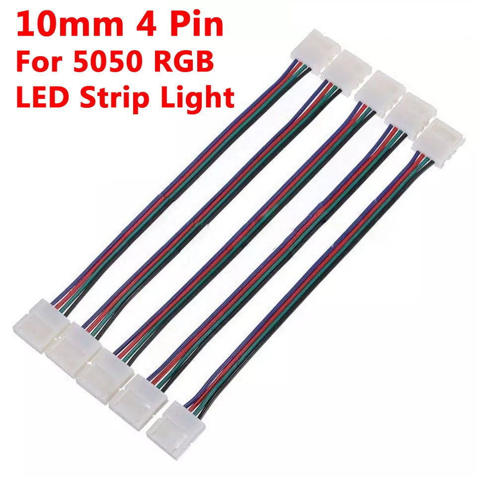 RGBZONE 10Pcs LED Strip Connector 4 Pin 8mm,Wide Strip to Wire Quick  Connectors for Waterproof or Non-Waterproof 8mm Wide RGB SMD 5050/3528 LED  Light Strip 