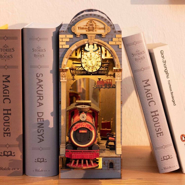 DIY Miniature House Book Nook Sakura Densya Assemble 3D Wooden Toys for kids