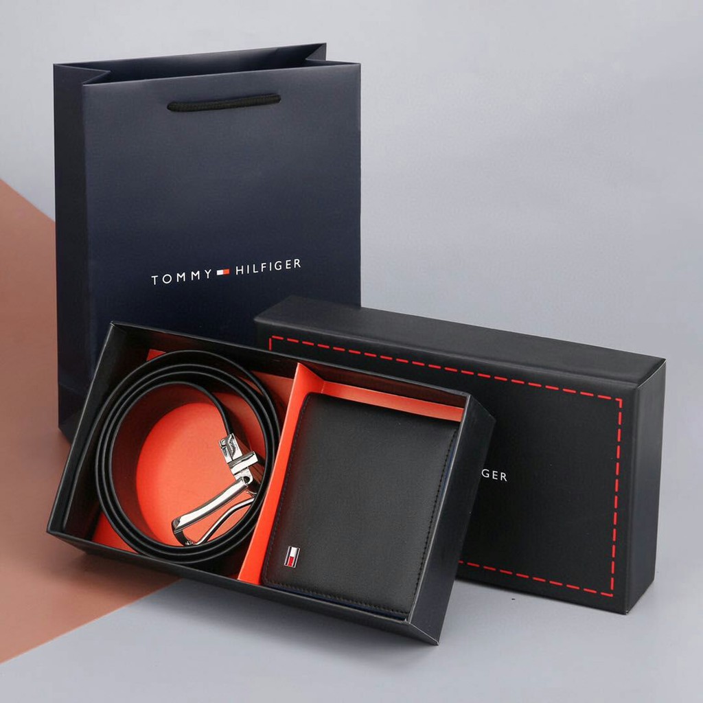 BEST SELLER ! TOMMY HILFIGER BELT AND WALLET GIFT SET เซตกระเป๋า