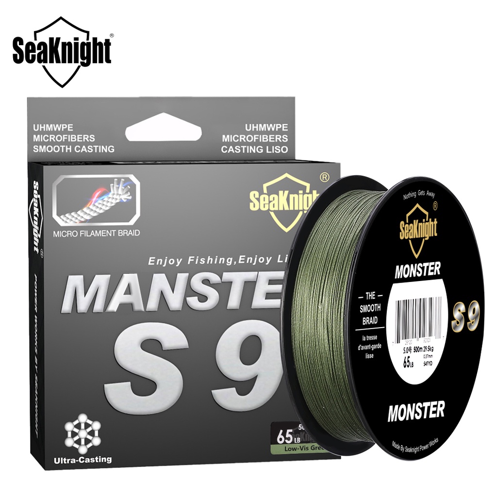 SeaKnight MONSTER/MANSTER 300M 9 Strands Fishing Line Super Strong S9 PE  Green Wide Angle Technology (300m/20lb-100lb)