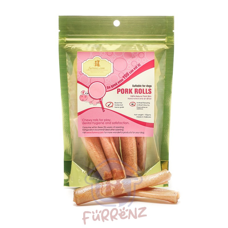 Furrenz Dehydrated Stuffed Pork Rolls homemade natural dog treats