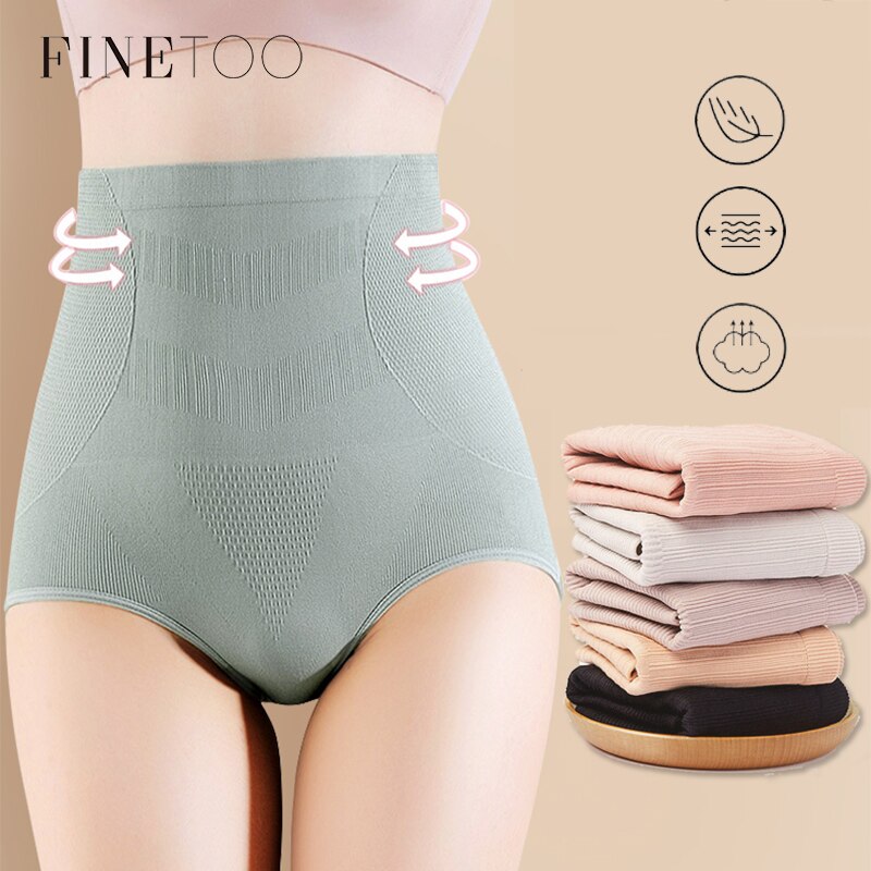 FINETOO Women High Waist Shaping Panties Breathable Body Shaper