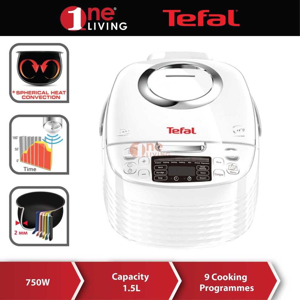 Tefal Rice Cooker Entry Spherical Pot 1.5L White RK7401 Shopee