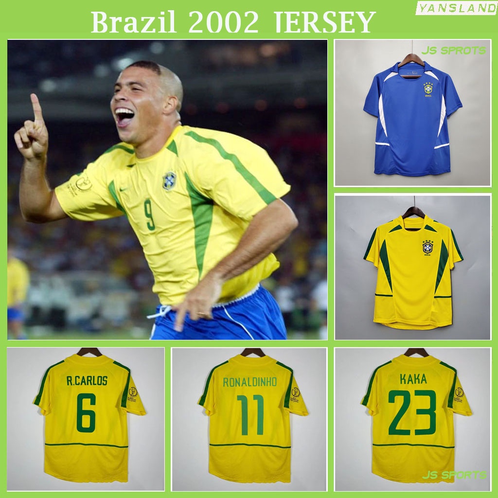 Brazil 2002 Home Short Sleeve Football Shirt [As worn by Ronaldo, Rivaldo &  Ronaldinho]