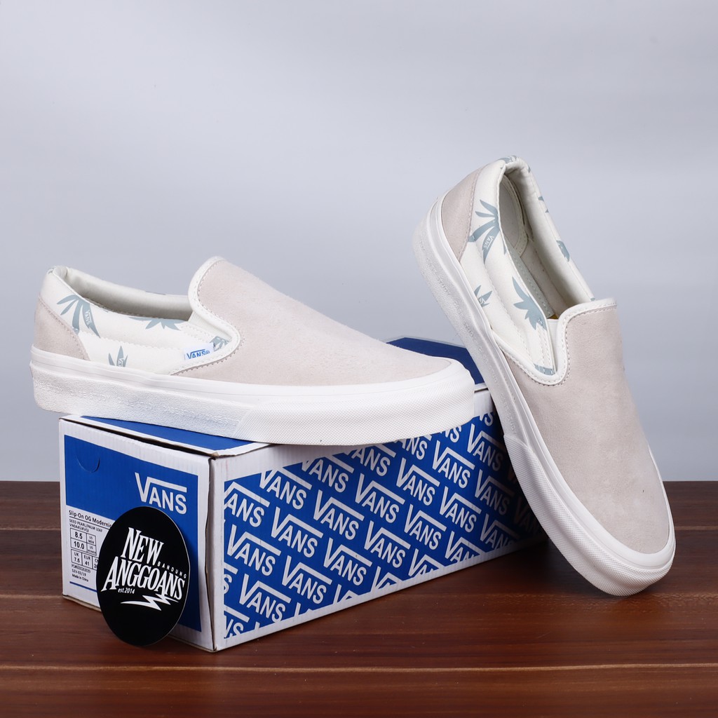 PUTIH Vans Vault Slip On OG Classic X Modernica Sead Pearl Palm