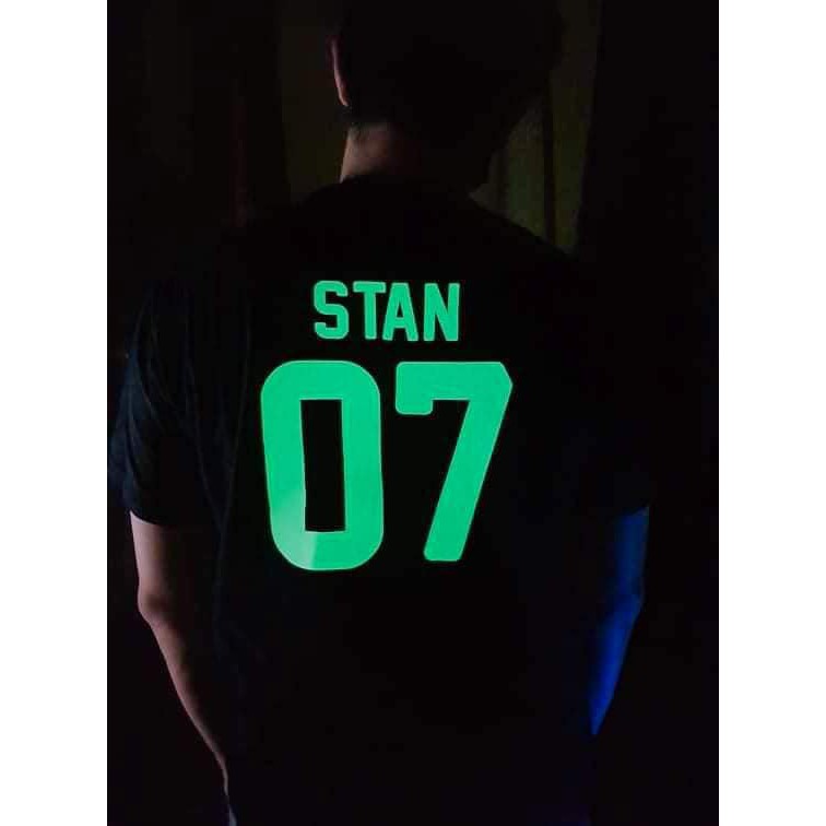 100 Cotton T Shirt Customized Glow In The Dark Number Tee