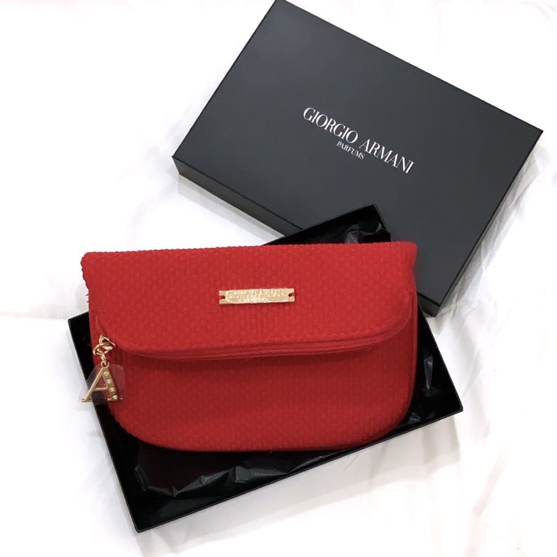 Giorgio Armani red small flat pouch Shopee Malaysia