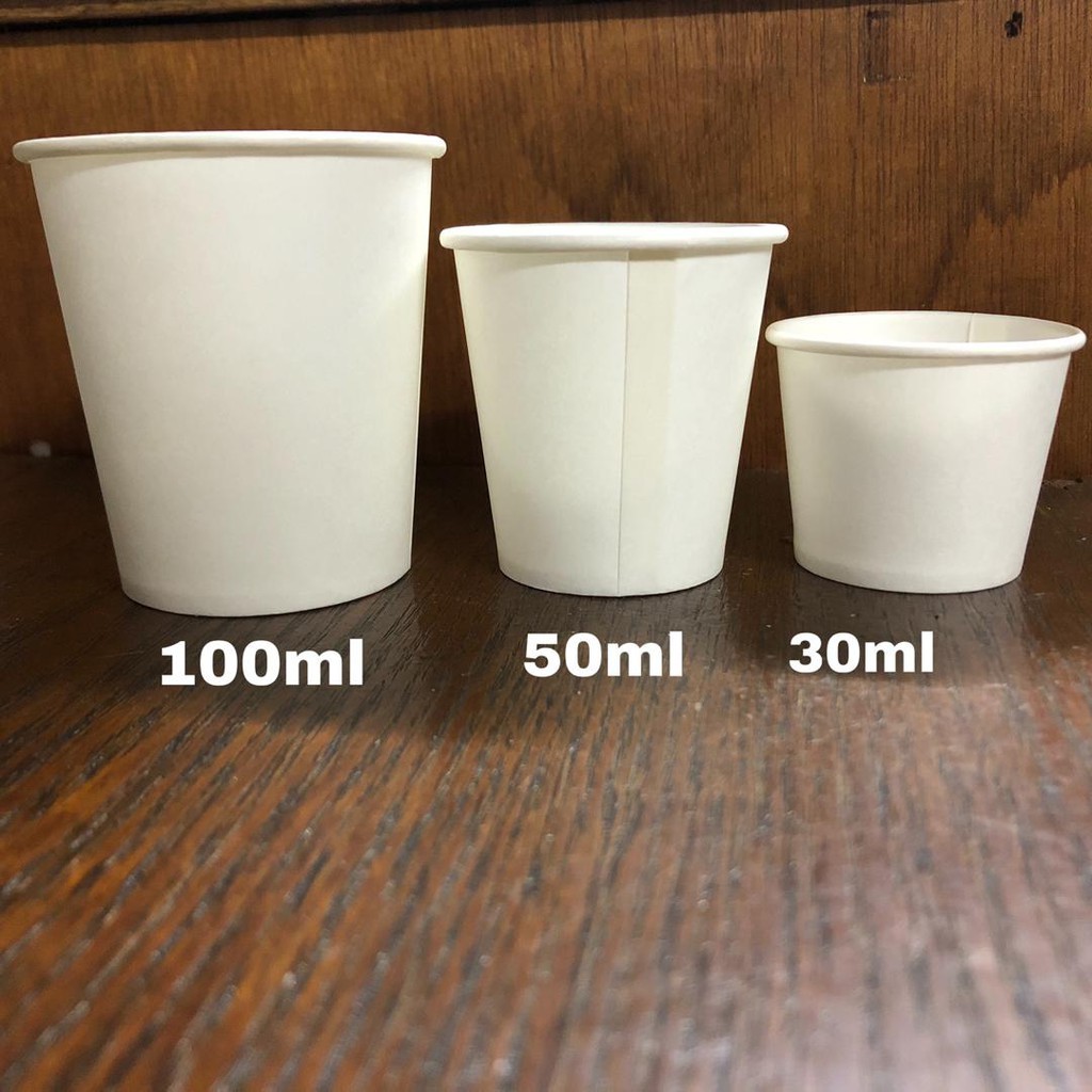 30ml / 50ml / 100ml Paper Sampling Cup [White] 100± pieces