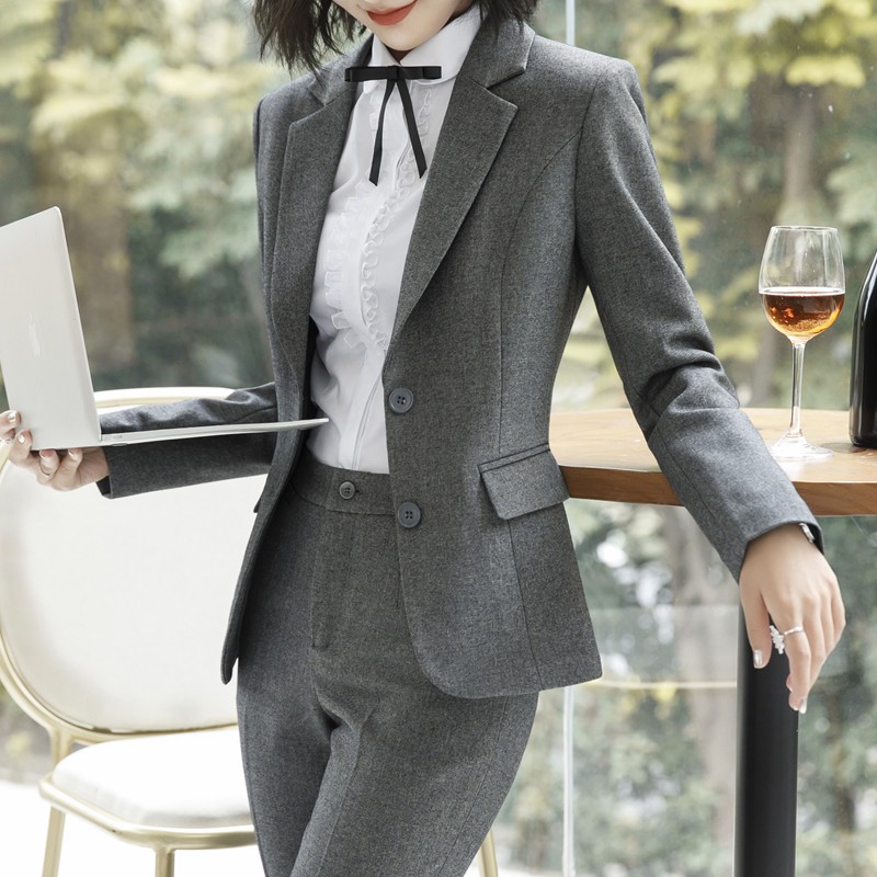 Women Business Slim Office Outfits Work Wear Trouser Two Piece Set Blazer  Pants