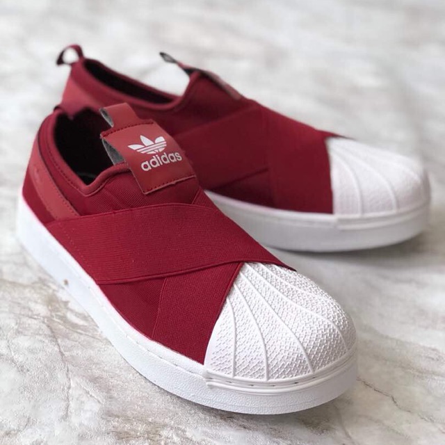 Adidas superstar shop slip on maroon