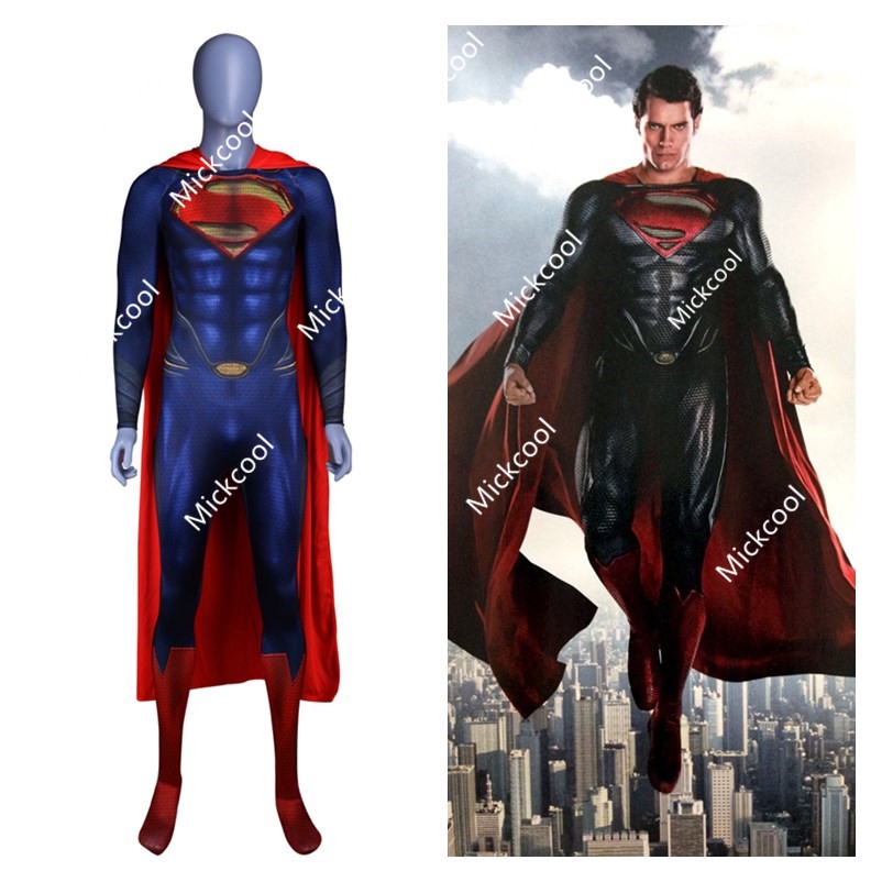 DFYM Superman Man of Steel 2 Cosplay Costume Clark Kent Jumpsuit Cloak  Halloween