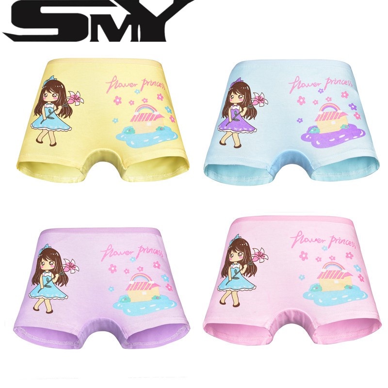 SMY NEW 8 PCS Kid Panties High Quality Cotton Girl Underwear Cute Printed  Baby Boxer Underpants Soft Breathable Shorts Random Cartoon Children Panty