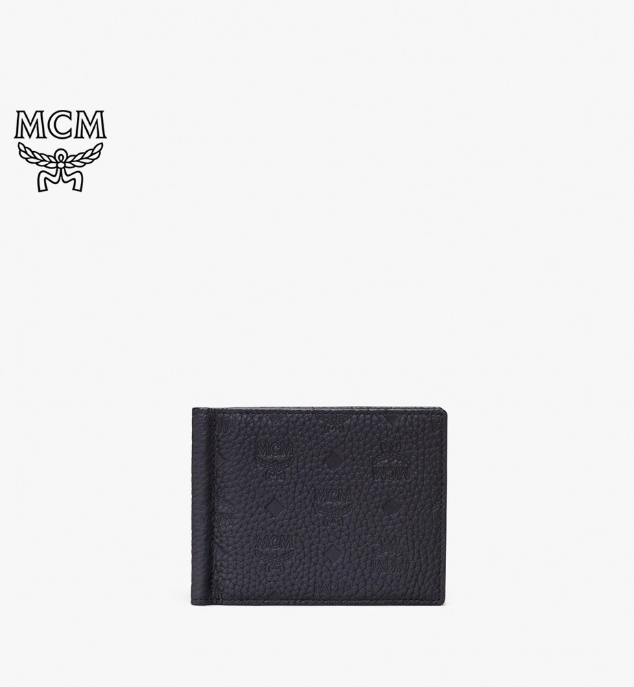 Mcm (Black Money Clip Wallet in Tivitat Leather)