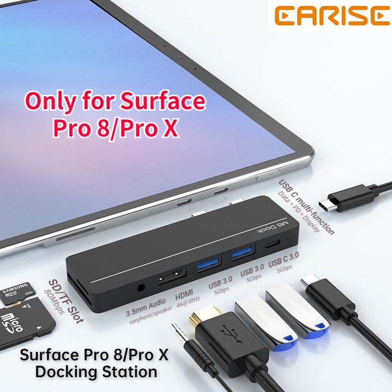 Microsoft Surface Pro 8 専用 USB ハブ ドッキングステーション USB3.1 Type-C (ディスプレイ&データ&