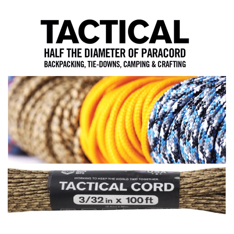 Atwood Rope MFG Made in USA 275 Tactical Cord 2.4mm 4 Strand Core - Half  Size of 550 Paracord