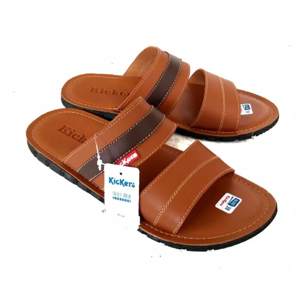 Slop Sandals Men Synthetic Leather Kickers Shopee Malaysia