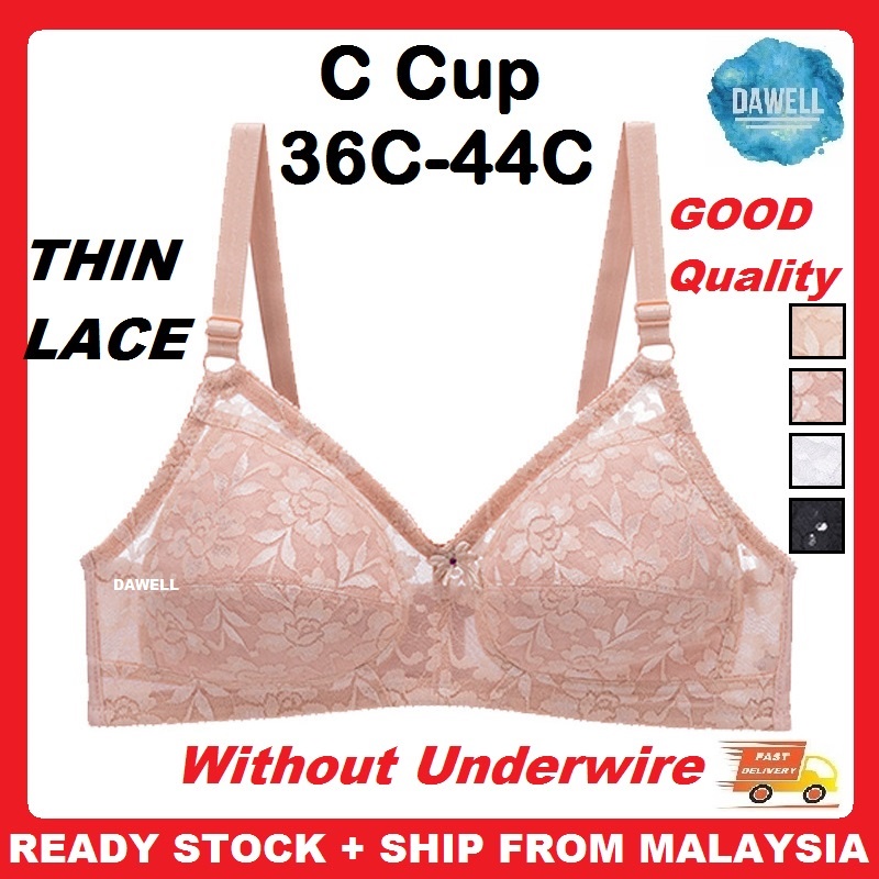 WIRELESS Bra 36C 38C 40C 42C 44C C Cup LACE Bra Thin Non Padded