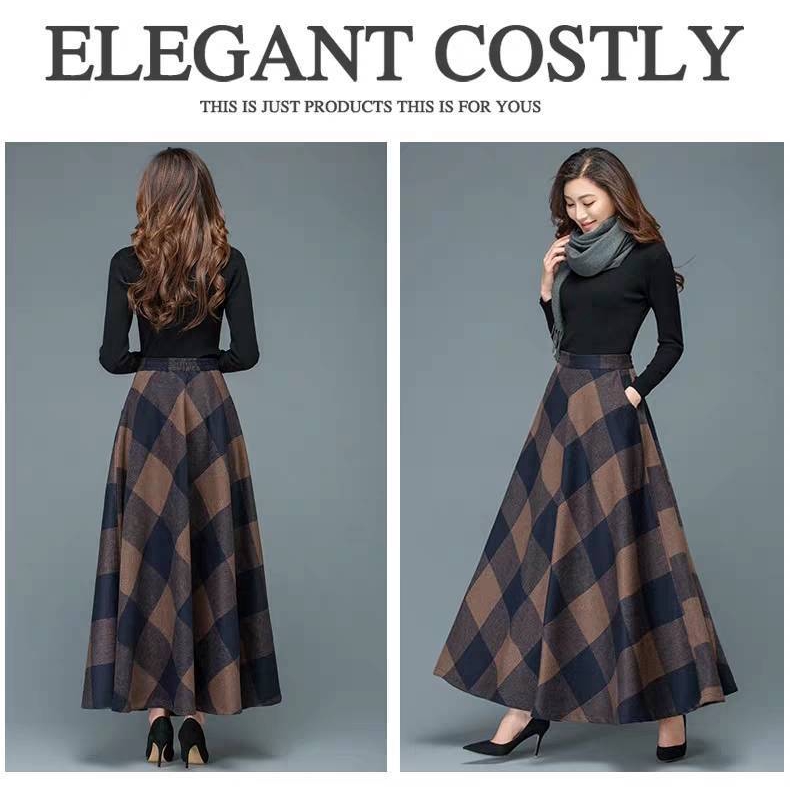 Checkered hotsell skirt long