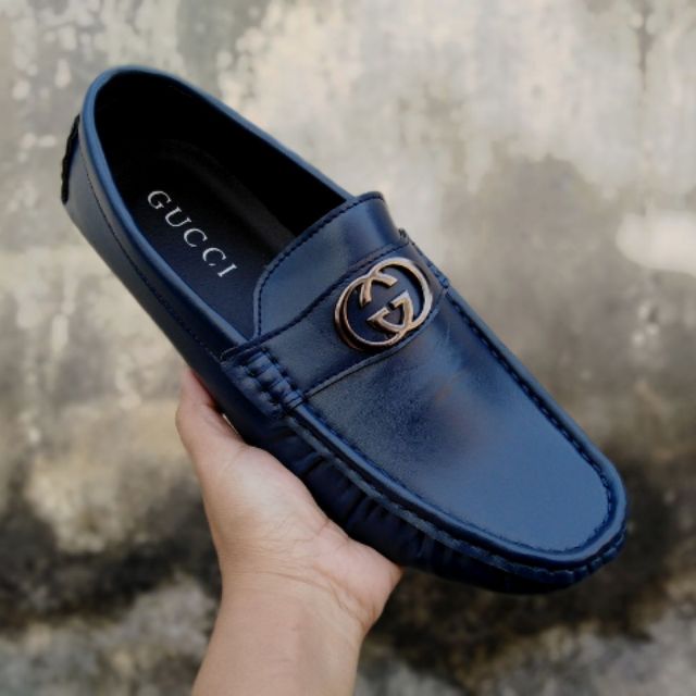 Navy blue 2025 gucci loafers