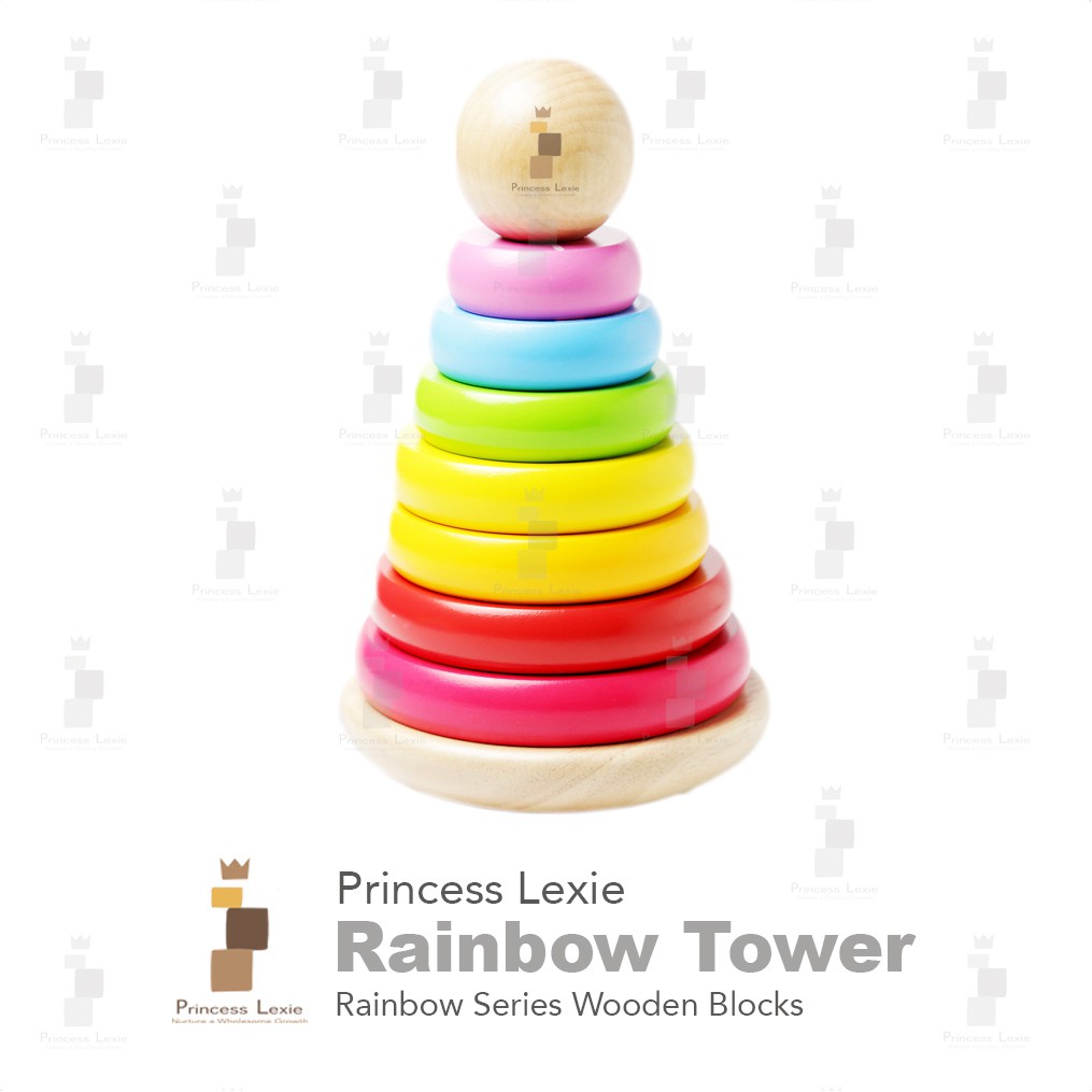 Princess Lexie Rainbow Tower Kid High Quality Baby Wooden Stacking Stack Up  Ring Early Educational Montessori Toy | Shopee Malaysia