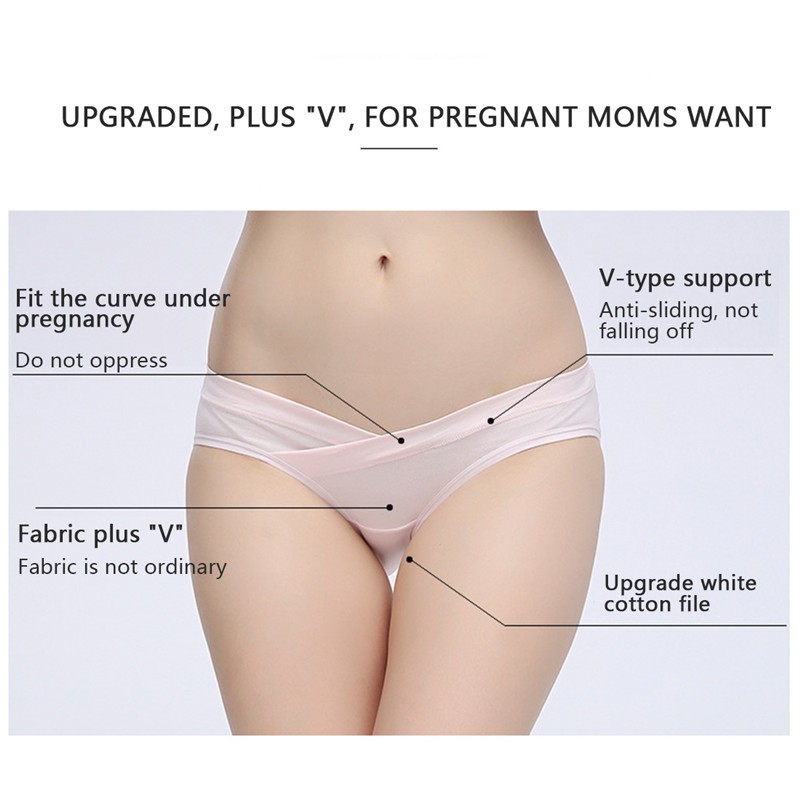 Pregnant Women's Underpants V-Type Low Waist Maternal Belly Support  Underwear Comfortable Seamless Maternity